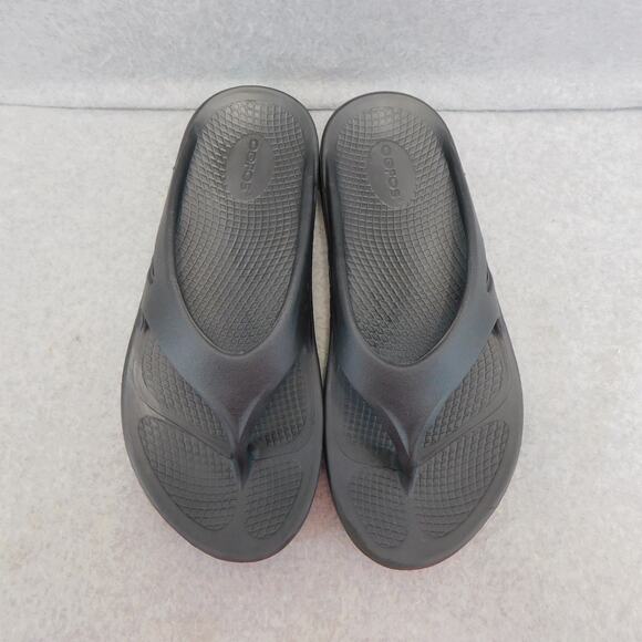 OOFOS Black Flip Flops Unisex Mens 9 Women 11 Comfort Recovery Shoes New - Picture 3 of 9